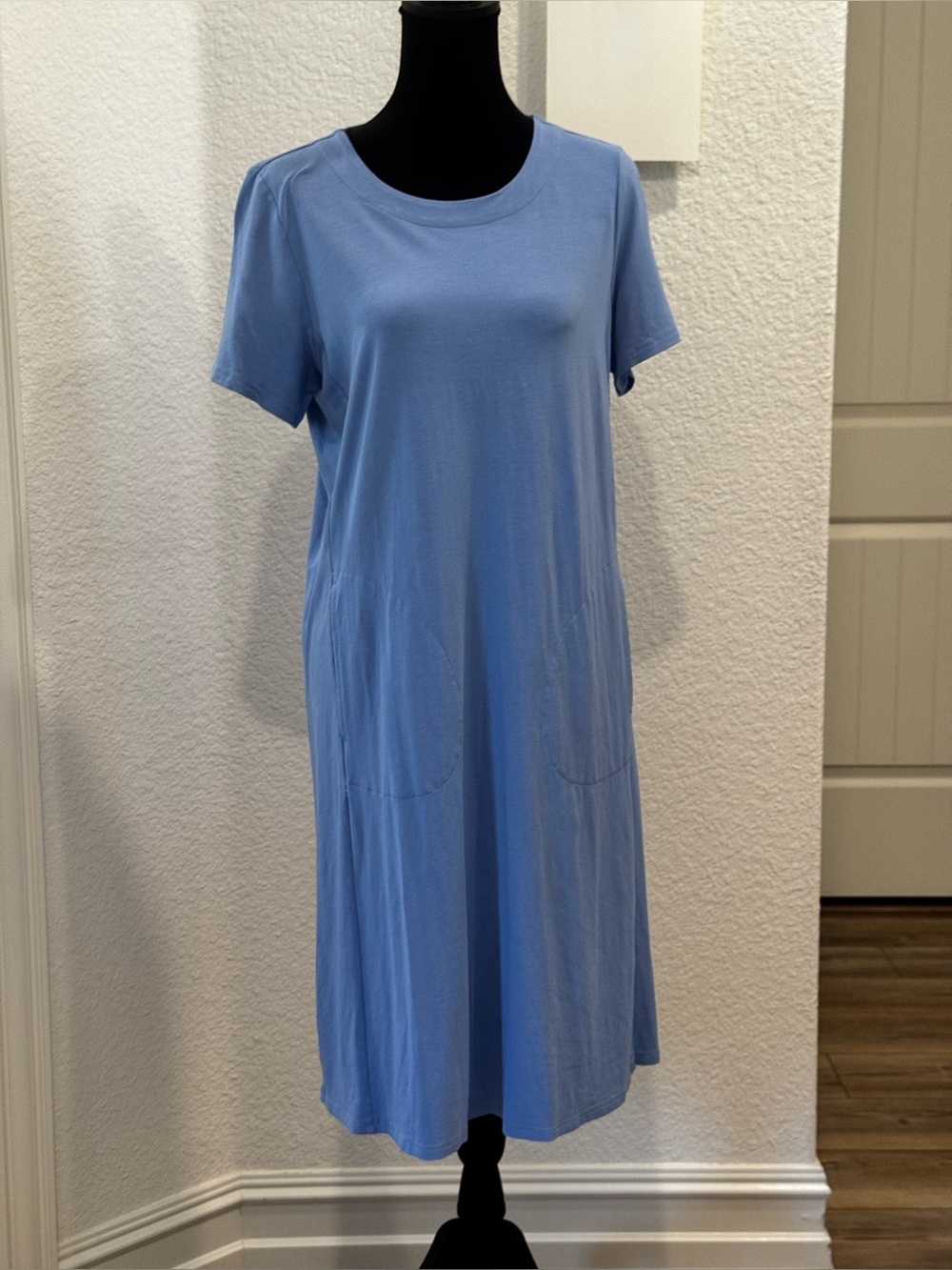 JJill, Wearever Everyday Short Sleeve Blue Midi Dress Size S small